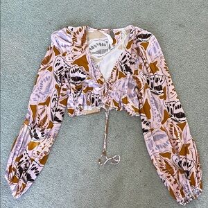 For Love & Lemons Butterfly Print Crop  Women's Top
